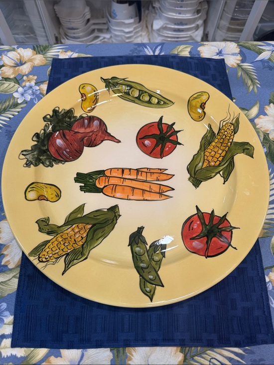 Other - Yellow Vegetable Pattern Serving Plate 14.75"